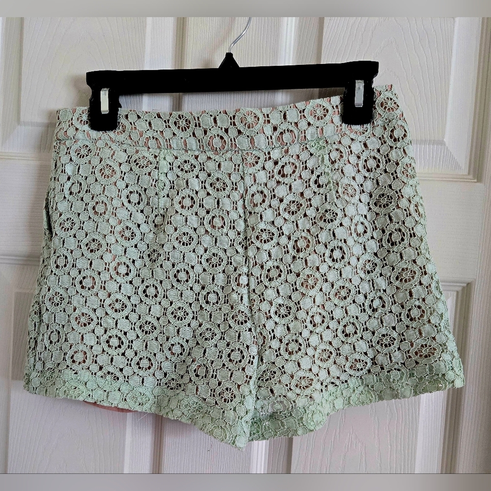 Victoria Beckham Mint Lace High Waist Shorts - Picture 2 of 3